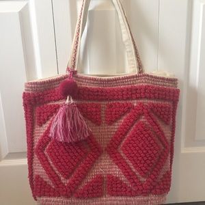 Magid Diamond Macrame Tote Bag - Fuchsia NWT